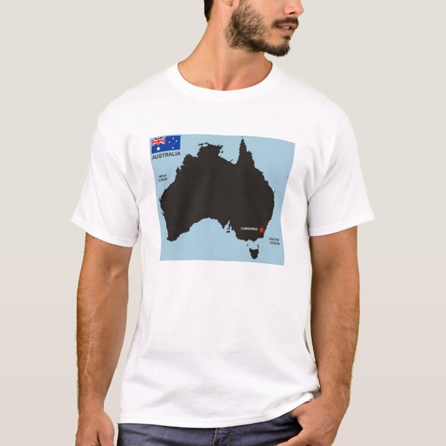 australia country black map shape flag T-Shirt (Front)