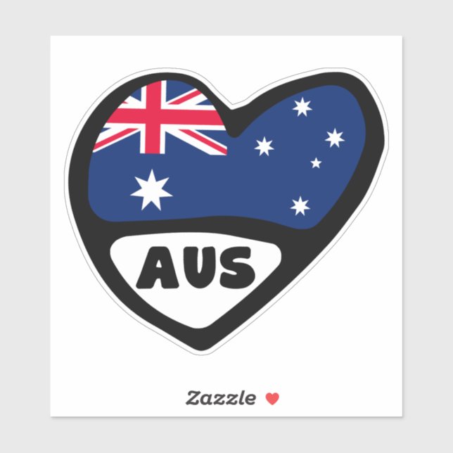Australia Country Code Flag Heart AUS (Sheet)