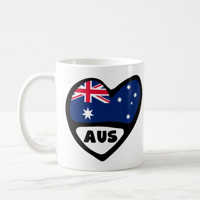 Australia Country Code Flag Heart AUS Coffee Mug (Left)