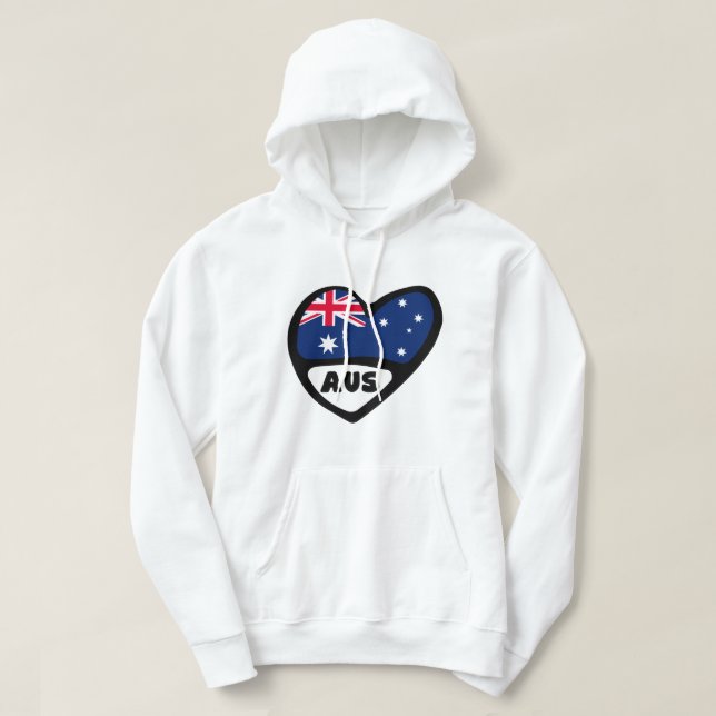 Australia Country Code Flag Heart AUS Hoodie (Design Front)