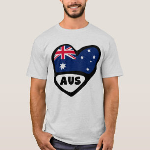 Australia Country Code Flag Heart AUS T-Shirt