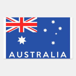 australia country flag symbol name text rectangular sticker