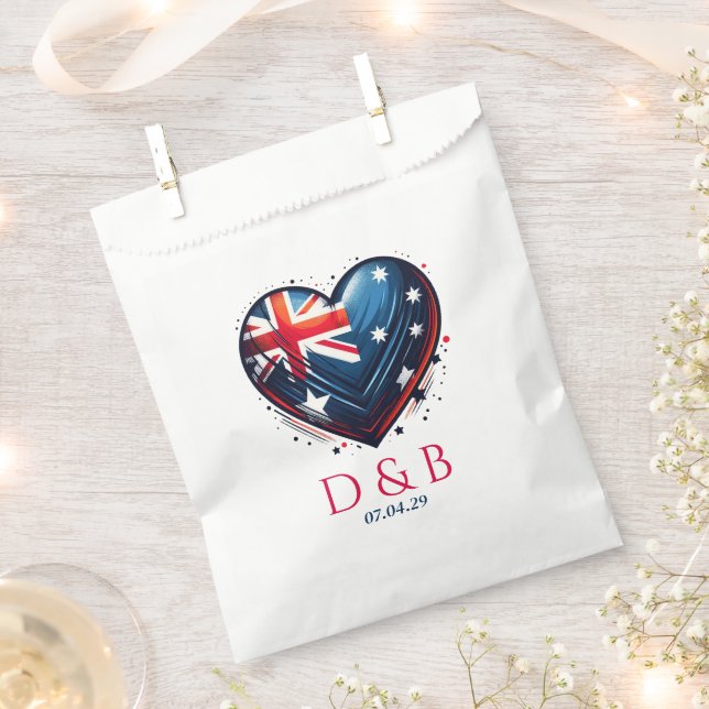 Australia Couple Heart Wedding Favour Bags (Clipped)