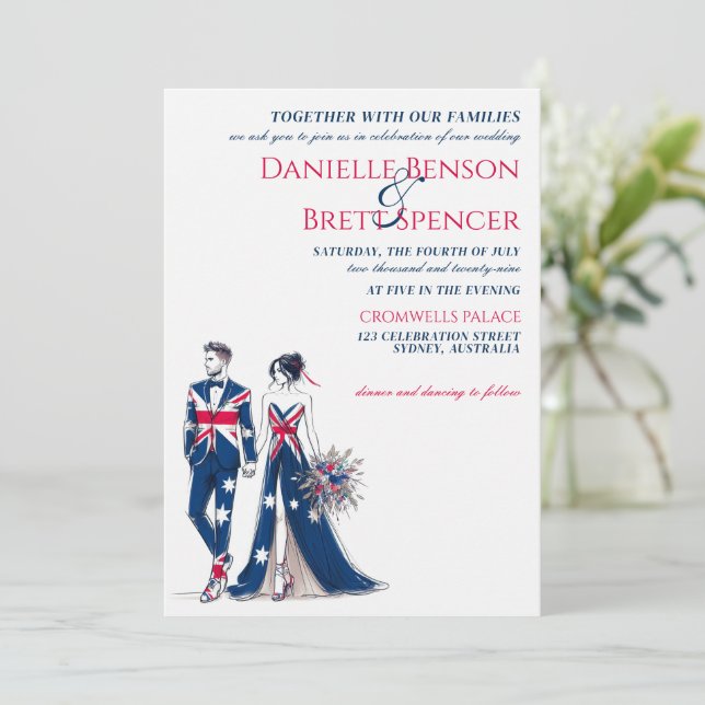 Australia Couple Wedding Invitation (Standing Front)