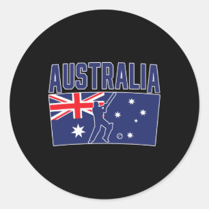 Australia Cricket (flag And Tsman) Classic Round Sticker