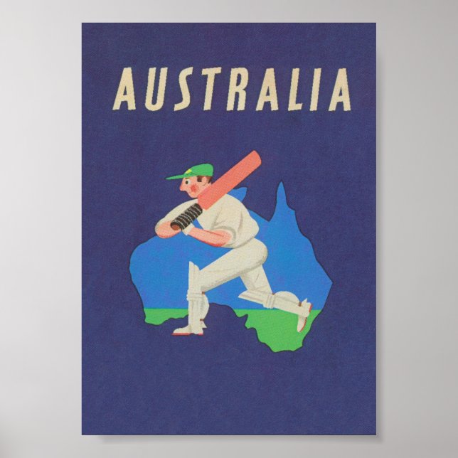 Australia Cricket Vintage Sports Travel Poster (Front)