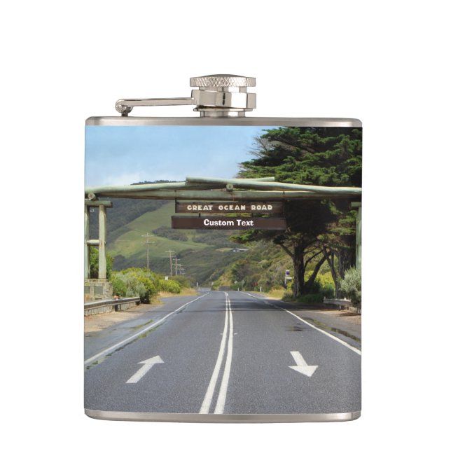 Australia Customisable Great Ocean Road Hip Flask (Front)