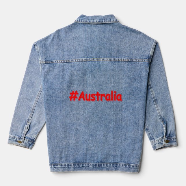 "#Australia" Cute Design. Buy Now Denim Jacket (Back)