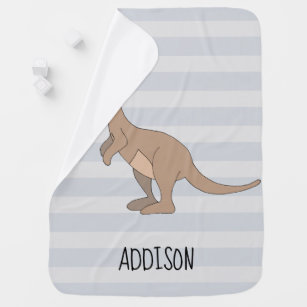 Australia Cute Kangaroo Doodle and Name Baby Blanket