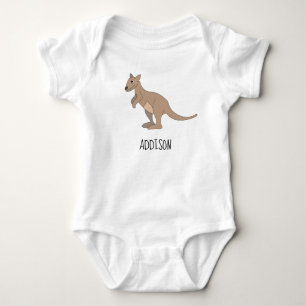 Australia Cute Kangaroo Doodle and Name Baby Bodysuit