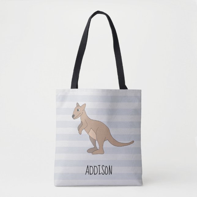 Australia Cute Kangaroo Doodle & Name Kids Diaper Tote Bag (Front)