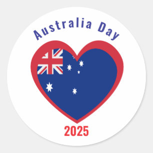 Australia day flag heart custom School supply Classic Round Sticker