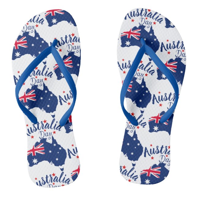 Australia Day Red Blue and White Flip Flops (Footbed)