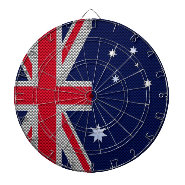 Australia Design in Carbon Fibre Chrome Style Dartboard (Front)