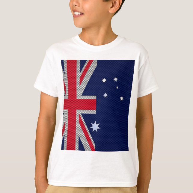 Australia Design in Carbon Fibre Chrome Style T-Shirt (Front)