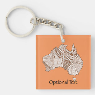 Australia Doodle Map Art Souvenir Key Ring