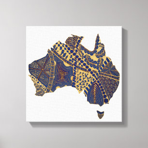 Australia Doodle Tan Red Blue Canvas Print