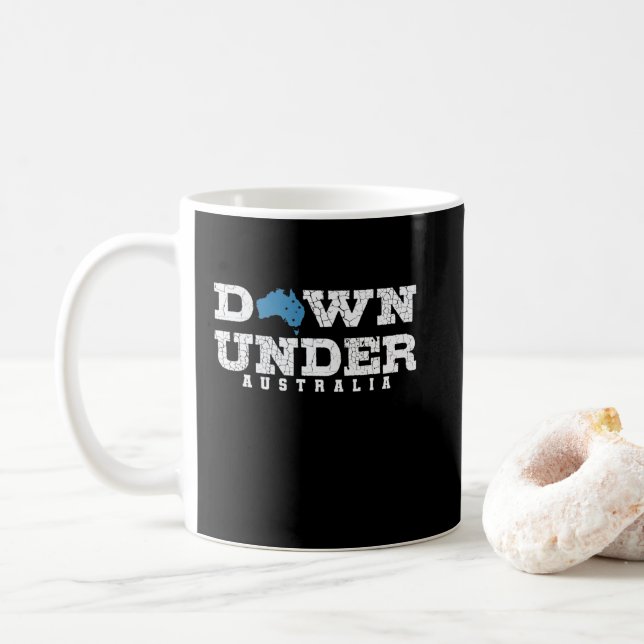 Australia Down Under Card Coffee Mug (With Donut)