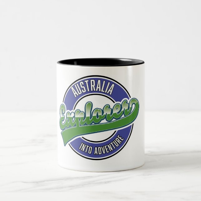 Australia explorer into adventure Two-Tone coffee mug (Center)
