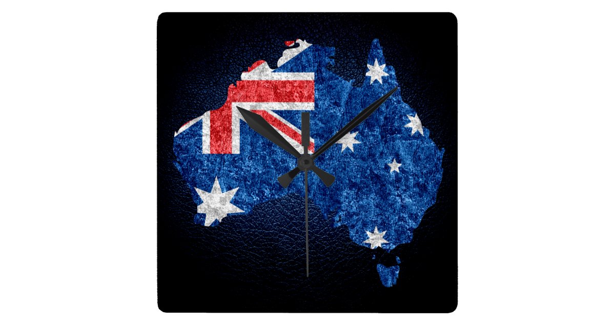 Australia Flag And Map Square Wall Clock Zazzle Co Uk
