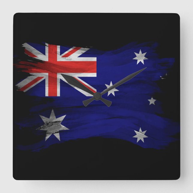 Australia flag brush stroke, national flag square wall clock (Front)
