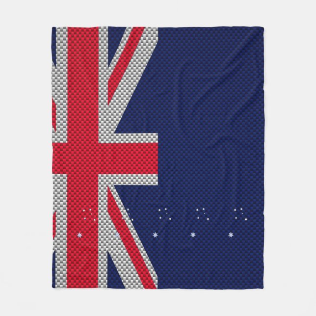 Australia Flag Design in Carbon Chrome Styles Fleece Blanket (Front)