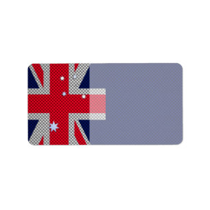 Australia Flag Design in Carbon Fiber Chrome Style Label