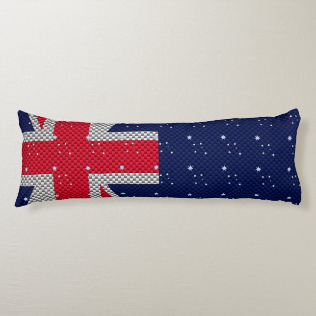 Australia Flag Design in Carbon Fibre Chrome Decor Body Cushion (Front)