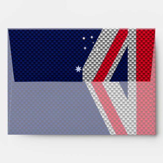 Australia Flag Design in Carbon Fibre Chrome Decor Envelope (Back (Top Flap))