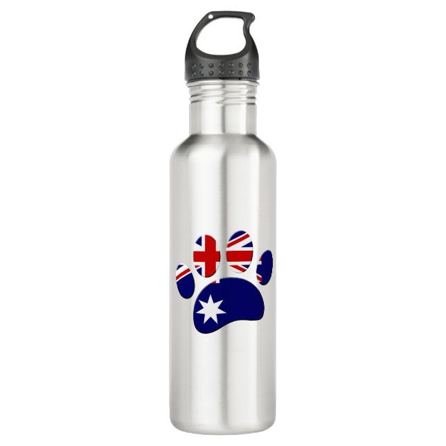 Australia Flag Dog Paw Print 710 Ml Water Bottle (Front)