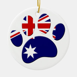 Australia Flag Dog Paw Print Ceramic Tree Decoration