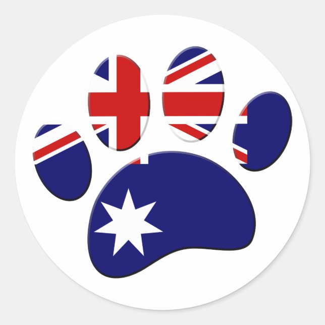 Australia Flag Dog Paw Print Classic Round Sticker (Front)