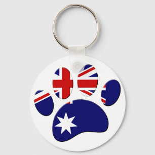 Australia Flag Dog Paw Print Key Ring