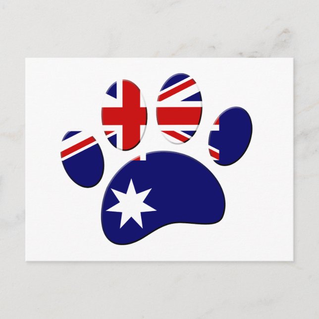 Australia Flag Dog Paw Print Postcard (Front)