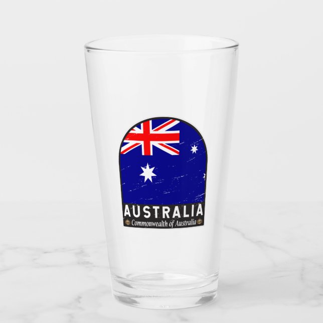 Australia Flag Emblem Distressed Vintage  Glass (Front)