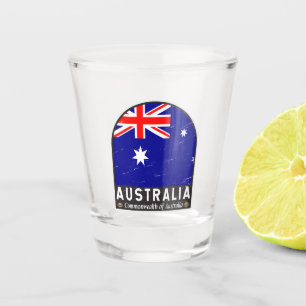 Australia Flag Emblem Distressed Vintage  Shot Glass