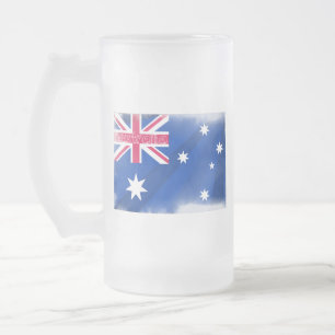 Australia Flag Fadeout Frosted Glass Beer Mug