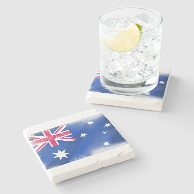 Australia Flag Fadeout Stone Coaster (Side)