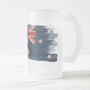 Australia Flag Frosted Glass Beer Mug