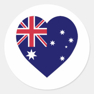 Australia Flag Heart Classic Round Sticker