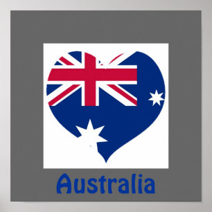 Australia Flag Heart Cutout Border Print