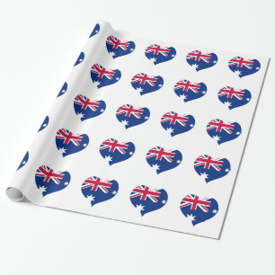 Australia Flag Heart Cutout Wrapping Paper