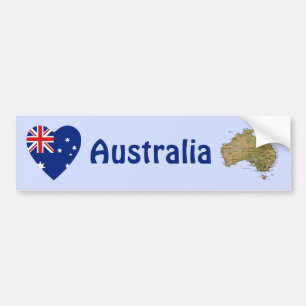 Australia Flag Heart + Map Bumper Sticker