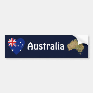 Australia Flag Heart + Map Bumper Sticker