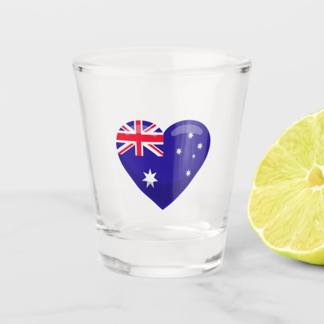 Australia Flag Heart Shot Glass (Front)