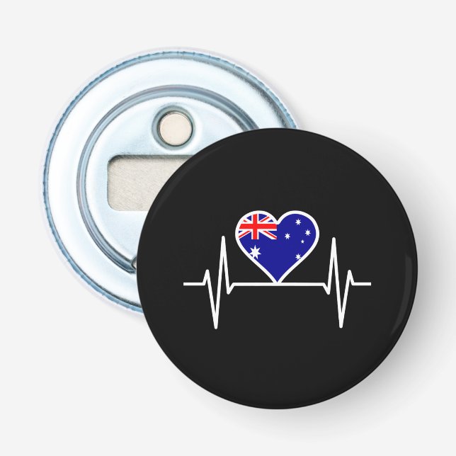 Australia Flag Heartbeat Bottle Opener (Front)