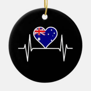 Australia Flag Heartbeat Ceramic Tree Decoration