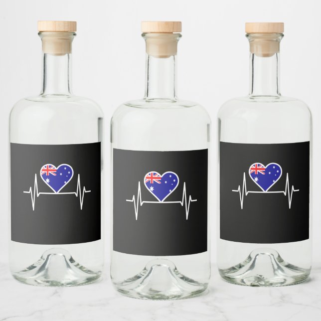 Australia Flag Heartbeat Liquor Bottle Label (Bottles)