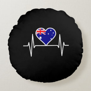 Australia Flag Heartbeat Round Cushion