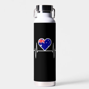 Australia Flag Heartbeat Water Bottle